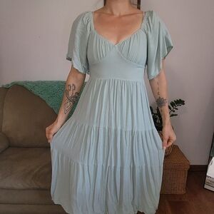 One Loved Babe Smocked Flutter Sleeve Midi Dress Size Medium